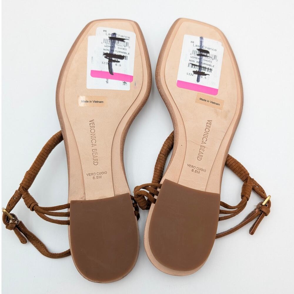Veronica Beard Amelia Ankle Strap Thong Slingback Sandals Caramel Size US6.5M - Picture 8 of 12